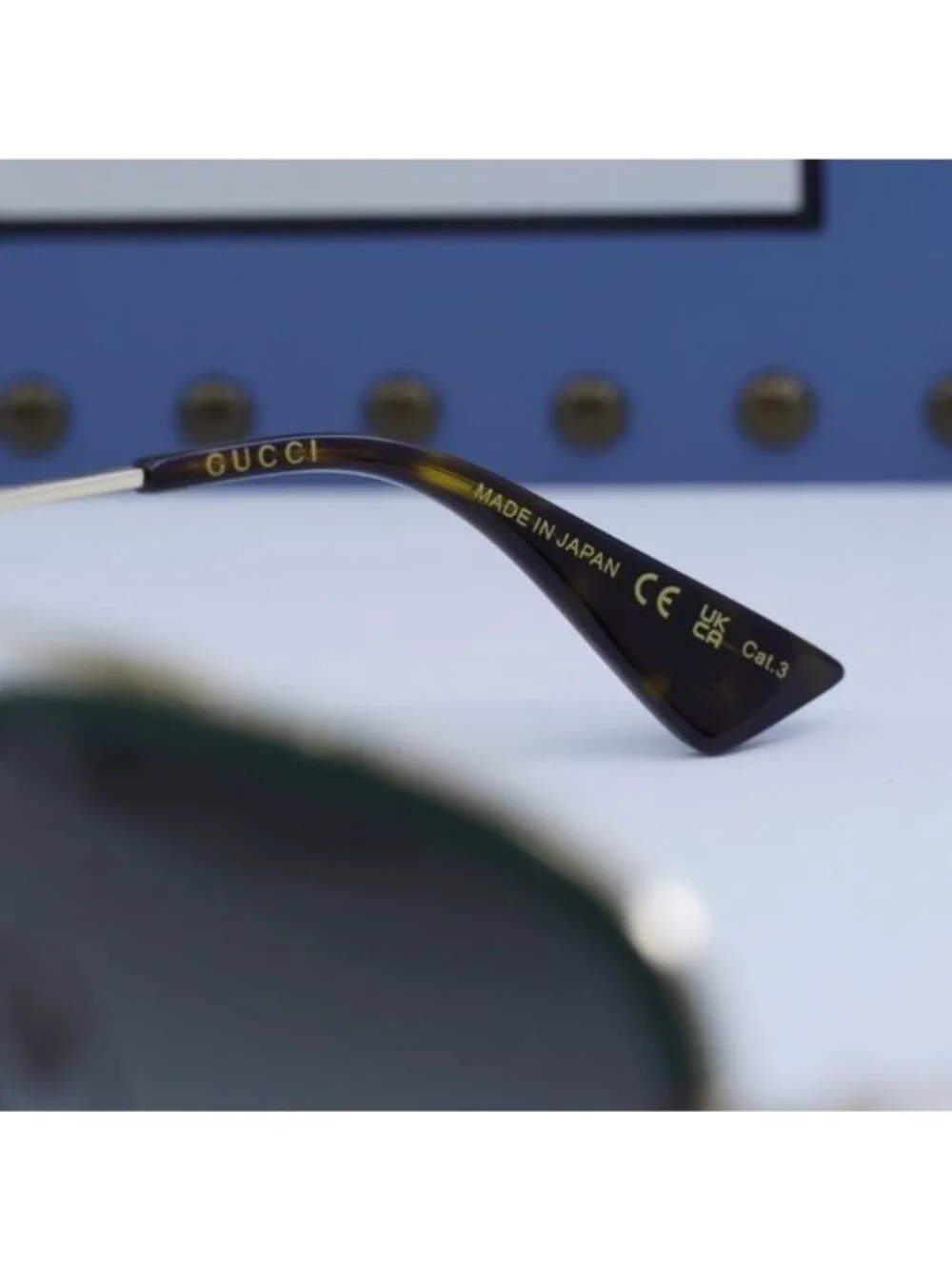 Gucci GG0062S 003 Aviator Sunglasses - Gold / Green